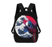 sinyumoney Great Shark Wave Sac À Dos Scolaire Imprimé En 3D Pour Garçons Et Filles, Sac À Dos Pour Ordinateur Portable Pour Enfants/étudiants/adultes 17inch