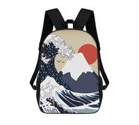 sinyumoney Great Wave Fuji Mountain Sacs À Dos Scolaires Pour Enfants, Sac D'école Imprimé En 3D Pour Garçons, Élèves Du Primaire Et Du Collège 17inch