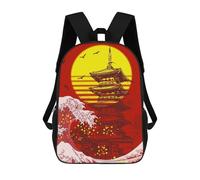 sinyumoney GREAT WAVE KANAGAWA PAGODA Sac À Dos Scolaire Imprimé En 3D Pour Garçons Et Filles, Sac À Dos Pour Ordinateur Portable Pour Enfants/étudiants/adultes 17inch
