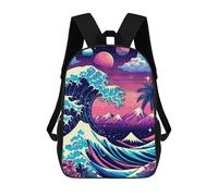 sinyumoney Great Wave Neon Dreams Sac À Dos Enfant, Cartable Imprimé En 3D Pour Garçons Et Adolescents 17inch