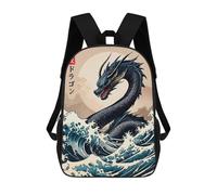 sinyumoney Great Wave of Dragon Sac À Dos Enfant Fille 3D, Sac D'école, Sac À Dos Pour Tout-petits, Sac À Dos Décontracté, Sac À Livres Tendance 17inch