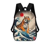 sinyumoney Great Wave of Tiger Sac À Dos Scolaire Imprimé En 3D, Sac À Dos Décontracté Pour Enfants, Sac D'école Imprimé En 3D Pour Garçons, Primaire Et Collège 17inch