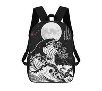 sinyumoney Great Wave Off Moon Sacs À Dos Pour Enfants, Cartables Imprimés En 3D, Sacs À Dos Pour Élèves Du Primaire Et Du Collège (garçons Et Filles) 17inch