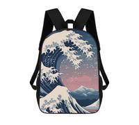 sinyumoney Great Wave Print Sac À Dos Scolaire Pour Enfants Imprimé En 3D, Idéal Pour Les Voyages Et Les Lectures, Pour Les Garçons Et Les Élèves Du Primaire 17inch