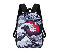 sinyumoney Great Wave with Cherry Blossom Sac À Dos Enfant, Cartable Imprimé En 3D Pour Garçons Et Adolescents 17inch