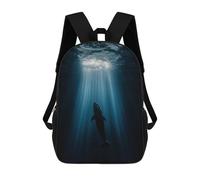 sinyumoney Great White Shark in Ocean Depths Sacs À Dos Pour Enfants, Cartables 3D Personnalisés Pour Garçons Et Filles, Grands Sacs À Dos Scolaires Décontractés 17inch