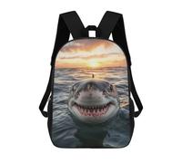 sinyumoney Great White Shark Sunset Sac À Dos Imprimé En 3D, Sac D'école Décontracté Et Tendance Pour Enfants, Sac D'école Pour Garçons, Collégiens 17inch