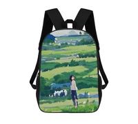 sinyumoney Green Fields And Blue Skies Sac À Dos Scolaire Imprimé En 3D Pour Garçons Et Filles, Sac À Dos Pour Ordinateur Portable Pour Enfants/étudiants/adultes 17inch