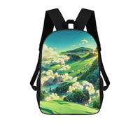 sinyumoney Green Fields And Rolling Hills Sac À Dos Enfant, Sac À Dos Anime, Grand Sac À Dos Enfant, Sac À Dos Imprimé En 3D Pour Enfants, Cartable, Cartable Pour Garçons Et Filles 17inch