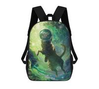 sinyumoney Green Space Cat Sac À Dos Scolaire Imprimé En 3D, Sac À Dos Décontracté Pour Enfants, Sac D'école Imprimé En 3D Pour Garçons, Primaire Et Collège 17inch