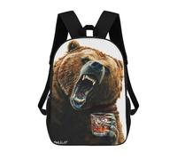 sinyumoney Grizzly Nights, Angry Bear with Whiskey Sac À Dos Scolaire, Sac À Dos Pour Garçons Et Adolescents, Cadeau, Sac À Dos Imprimé En 3D, Sac À Dos Scolaire, Sac À Livres 17inch