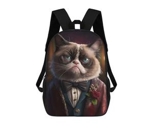 sinyumoney Grumpy Cat Fancy Suit Sacs À Dos Pour Enfants, Sac À Dos Scolaire Imprimé En 3D Pour Enfants, Sac À Dos De Voyage, Sac À Livres Pour Enfants 17inch Sac D'école