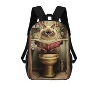 sinyumoney Grumpy Cat Reading Book on Toilet Sacs À Dos Pour Enfants, Sac À Dos Scolaire Imprimé En 3D Pour Enfants, Sac À Dos De Voyage, Sac À Livres Pour Enfants 17inch Sac D'école