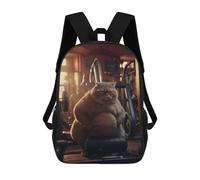 sinyumoney Grumpy Fat Cat Fitness 17inch Sac À Dos Scolaire Imprimé En 3D Pour Enfants, Style Décontracté Et Tendance, Idéal Pour Les Voyages Et Les Études.