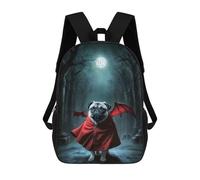 sinyumoney Grumpy Pug Vampire Sac À Dos Imprimé En 3D, Sac D'école Décontracté Et Tendance Pour Enfants, Sac D'école Pour Garçons, Collégiens 17inch