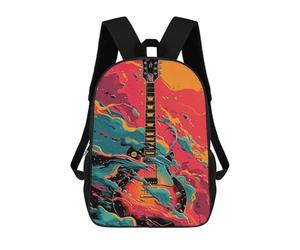 sinyumoney Guitar Art Print Music Poster Sacs À Dos Tendance Imprimés En 3D 17inch Sac D'école Décontracté Pour Enfants, Garçons, Élèves Du Primaire Et Du Collège