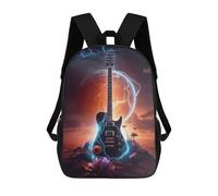 sinyumoney Guitar in Fantasy Landscape Sac À Dos Scolaire Pour Enfants 17 Pouces, Sac À Dos Décontracté Pour Les Voyages, Grand Sac À Dos De Jour Pour Garçons Et Filles 17inch