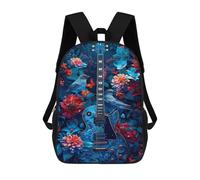 sinyumoney Guitar in Floral Garden Sacs À Dos Tendance Imprimés En 3D 17inch Sac D'école Décontracté Pour Enfants, Garçons, Élèves Du Primaire Et Du Collège