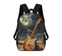 sinyumoney Guitar on The Moon Sacs À Dos 17 Pouces Pour Enfants, Sacs D'école Imprimés En 3D Pour Élèves Du Primaire Et Du Collège, Garçons Et Filles