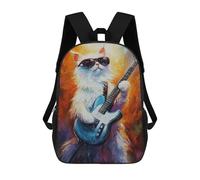 sinyumoney Guitar Playing Cat Art Print Sac À Dos Enfant, Sac D'école, Sac À Dos Imprimé 3D Avec Motif De Dessin Animé, Grande Capacité, Pour Garçons Et Filles 17inch