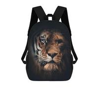 sinyumoney Half Tiger Half Lion Sac À Dos Scolaire Enfant Tendance Et Décontracté, Sac À Dos Imprimé En 3D Pour Garçon, Grand Sac À Dos 17inch