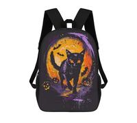 sinyumoney Halloween Black Cat Art Print Sacs À Dos Décontractés Pour Enfants, Sacs D'école Pour Adolescents, Filles Et Garçons, Sacs À Dos Pour Livres 17inch