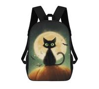 sinyumoney Halloween Black Cat Pumpkin Art Print-1 Sac À Dos Scolaire Pour Enfants 17 Pouces, Sac À Dos Décontracté Pour Les Voyages, Grand Sac À Dos De Jour Pour Garçons Et Filles 17inch