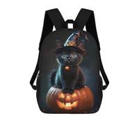 sinyumoney Halloween Black Cat Pumpkin Decoration-1 Sacs À Dos Décontractés Pour Enfants, Sacs D'école Pour Adolescents, Filles Et Garçons, Sacs À Dos Pour Livres 17inch