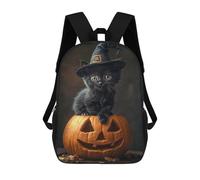 sinyumoney Halloween Black Cat Pumpkin Decoration Sac À Dos Scolaire Pour Enfants, Sac À Dos De Voyage Décontracté, Grand Sac À Dos Pour Garçons Et Filles 17inch