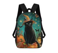 sinyumoney Halloween Black Cat with Candy Sacs À Dos Scolaires Pour Garçons Et Filles, Sacs À Dos Décontractés Pour Le Sport, Sacs À Dos De Grande Capacité Pour L'école Primaire 17inch