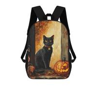 sinyumoney Halloween Black Cat with Jack-o'-Lantern-1 Sacs À Dos Tendance Imprimés En 3D 17inch Sac D'école Décontracté Pour Enfants, Garçons, Élèves Du Primaire Et Du Collège