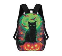 sinyumoney Halloween Black Cat with Pumpkins-1 Sac À Dos Imprimé En 3D, Sac D'école Décontracté Et Tendance Pour Enfants, Sac D'école Pour Garçons, Collégiens 17inch