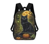 sinyumoney Halloween Black Cat with Pumpkins-6 Sac À Dos Scolaire Imprimé En 3D Pour Garçons Et Filles, Sac À Dos Pour Enfants, Sac De Voyage 17inch