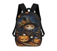 sinyumoney Halloween Cat Witch Costume Sacs À Dos Décontractés Pour Enfants, Sacs D'école Pour Adolescents, Filles Et Garçons, Sacs À Dos Pour Livres 17inch