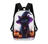 sinyumoney Halloween Cat with Pumpkins Sacs À Dos Imprimés En 3D Pour Enfants, Sacs D'école Tendance Pour Garçons, Sacs De Voyage, Sacs Scolaires Pour Élèves Du Primaire 17inch