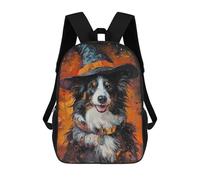 sinyumoney Halloween Dog Witch Hat Art Print Sacs À Dos Imprimés En 3D Pour Enfants, Sacs D'école Tendance Pour Garçons, Élèves Du Primaire Et Du Collège 17inch