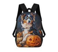 sinyumoney Halloween Dog with Jack-o'-Lantern Sacs À Dos Décontractés Pour Enfants, Sacs D'école Pour Adolescents, Filles Et Garçons, Sacs À Dos Pour Livres 17inch