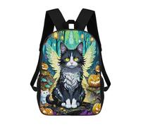 sinyumoney Halloween Fairy Cat Forest Sac À Dos Scolaire Pour Enfants, Sac À Dos De Voyage Décontracté, Grand Sac À Dos Pour Garçons Et Filles 17inch