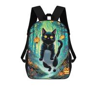 sinyumoney Halloween Forest Cat Sac À Dos Imprimé En 3D, Sac D'école Décontracté Et Tendance Pour Enfants, Sac D'école Pour Garçons, Collégiens 17inch