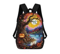 sinyumoney Halloween Forest Serenity Sac À Dos Imprimé En 3D, Sac D'école Décontracté Et Tendance Pour Enfants, Sac D'école Pour Garçons, Collégiens 17inch