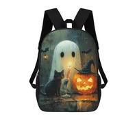 sinyumoney Halloween Ghost And Cat Scene-1 Sac À Dos Scolaire Imprimé En 3D, Sac À Dos Tendance Pour Enfants, Sac À Dos Pour Garçons, Élèves Du Collège 17inch