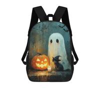 sinyumoney Halloween Ghost And Cat Scene Sac À Dos Enfant, Sac D'école, Sac À Dos Imprimé 3D Avec Motif De Dessin Animé, Grande Capacité, Pour Garçons Et Filles 17inch