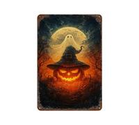 sinyumoney Halloween Ghost Pumpkin Scene Décoration Murale En Fer Imperméable Pour Garage, Salle De Jeux, Bar, Café, Pub11.8"x7.9"