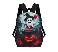 sinyumoney Halloween Ghost with Cauldron Sacs À Dos Pour Enfants, Cartables Imprimés En 3D, Sacs À Dos Pour Élèves Du Primaire Et Du Collège (garçons Et Filles) 17inch