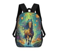 sinyumoney Halloween Horse in Forest -1 Sac À Dos Scolaire Pour Enfants, Imprimé En 3D, Pour Garçons, Élèves Du Primaire Et Du Collège 17inch