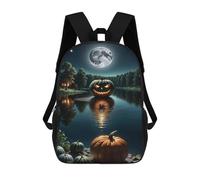 sinyumoney Halloween Moonlit Pumpkin Scene Sac À Dos Scolaire Pour Enfants, Imprimé En 3D, Pour Garçons, Élèves Du Primaire Et Du Collège 17inch