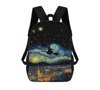 sinyumoney Halloween Night Sky Art Print Sac À Dos Enfant, Cartable, Sac D'école, Motif Dessin Animé 3D, Sac Pour Ordinateur Portable, Pour Garçons Et Filles 17inch