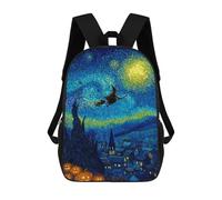 sinyumoney Halloween Night Sky Art Print Sac À Dos Scolaire Imprimé En 3D, Sac À Dos Tendance Pour Enfants, Sac À Dos Pour Garçons, Élèves Du Collège 17inch