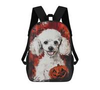 sinyumoney Halloween Poodle Art Print Sacs À Dos Tendance Imprimés En 3D 17inch Sac D'école Décontracté Pour Enfants, Garçons, Élèves Du Primaire Et Du Collège