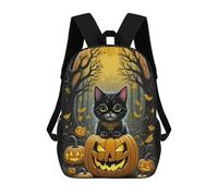 sinyumoney Halloween Pumpkin Cat Sac À Dos Scolaire Pour Enfants, Sac À Dos De Voyage Décontracté, Grand Sac À Dos Pour Garçons Et Filles 17inch